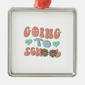 Naar school gaan metalen ornament
