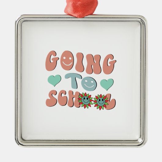 Naar school gaan metalen ornament (Voorkant)