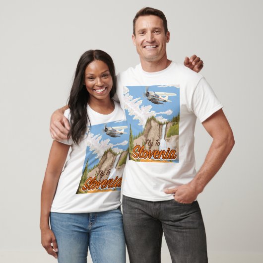 Naar Slovenië vliegen met houten wand T-shirt (Unisex)