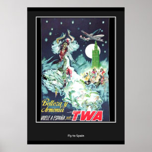 Naar Spanje vliegen  Retro Print