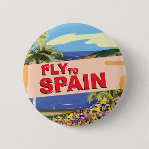 Naar Spanje vliegen Ronde Button 5,7 Cm