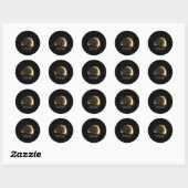 Naar totale zonsverduistering 04-08-2024 ronde sticker (Vel)