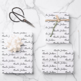 Naar Uw Naam Modern Handgeschrift Wit Zwart Rood Inpakpapier Vel