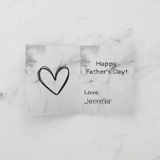 Naar vader van dochter of zoon zwart grijs modern feestdagen kaart (Binnen)
