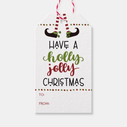 NAAR VAN Elf Holly Jolly Kerstmis Cadeaulabel (Voorkant)