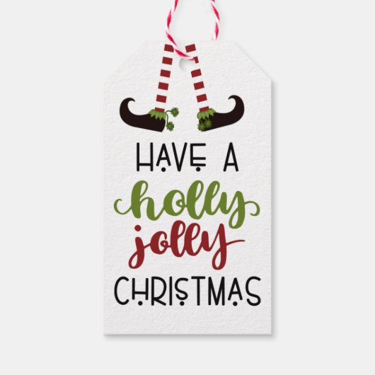 NAAR VAN Elf Holly Jolly Kerstmis Cadeaulabel (Achterkant)