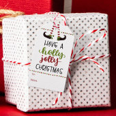 NAAR VAN Elf Holly Jolly Kerstmis Cadeaulabel