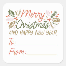 Naar/van het  type Holly Berry Kerstmis Vierkante Sticker