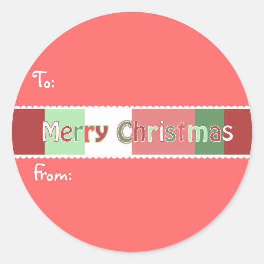 "Naar" & "Van" Kerst sticker u kiest kleur (Voorkant)