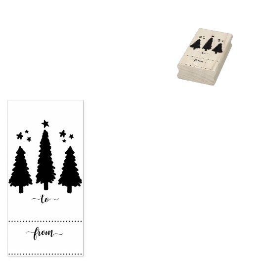 Naar / Van Kerstboom Gift Label Rubber Stamp Rubberstempel (Gestempeld)