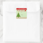 Naar Van Kerstboom Santa Sleigh Rendier Star Vierkante Sticker (Tas)