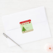 Naar Van Kerstboom Santa Sleigh Rendier Star Vierkante Sticker (Envelop)