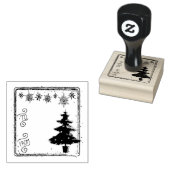 Naar van kerstboomschil Label Rood stempel (Gestempeld)