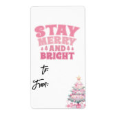 Naar/Van label Roze Schattige kerstcadeau label (Voorkant)