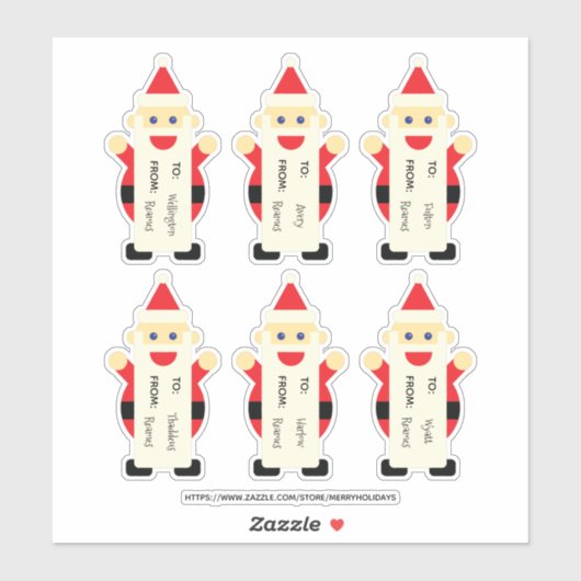 Naar van Label Santa Cartoon Cute Fun Kerstmis (Vel)