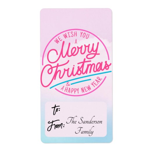 Naar/van Label Wij wensen u een vrolijk kerstroze (Voorkant)