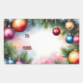 NAAR/VAN STICKER, KERSTVERSIERINGEN, RECHTHOEKIGE STICKER (Voorkant)