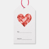 'Naar' 'Van' Tekst Rood Aquarel Diamond Hart Cadeaulabel (Voorkant)
