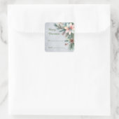 Naar Van Vrolijk Kerstmis Bloemen Groen Gift Vierkante Sticker (Tas)