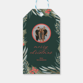 Naar/van Winter gebladerte Kerstcadeau Tags Foto Cadeaulabel