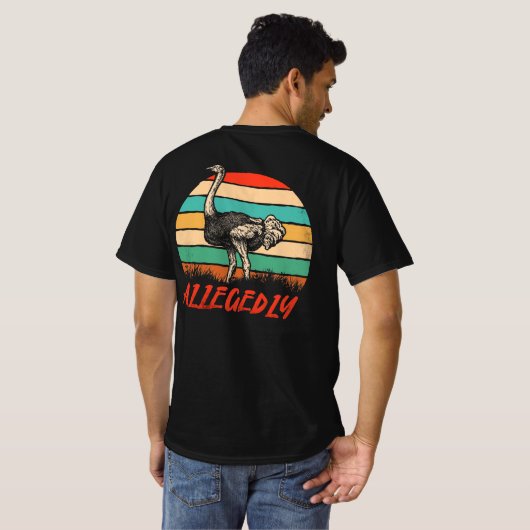 Naar verluidt zou de Retro Funny Ostrich van Ostr T-shirt (Achterkant volledig)