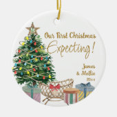 Naar verwachting Sonogram kerstboom en Wieg Keramisch Ornament (Voorkant)