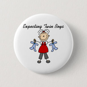 Naar verwachting tweelingjongens ronde button 5,7 cm