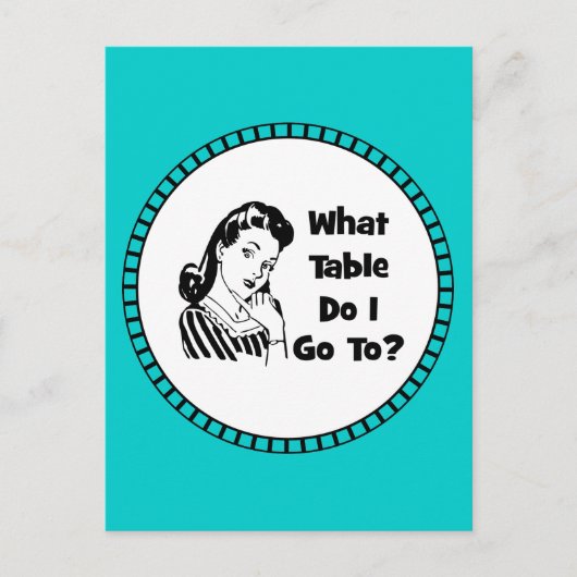 Naar welke tafel ga ik? briefkaart (Voorkant)