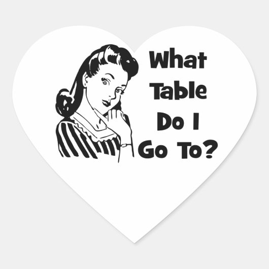 Naar welke tafel ga ik? hart sticker (Voorkant)