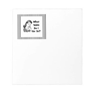 Naar welke tafel ga ik? notitieblok