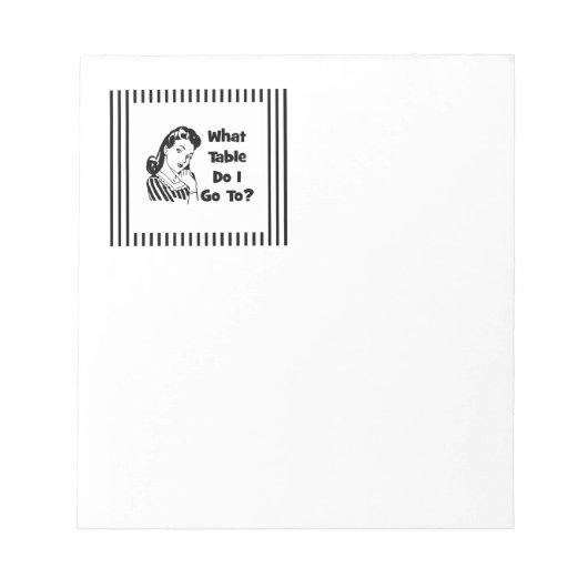 Naar welke tafel ga ik? notitieblok (Voorkant)