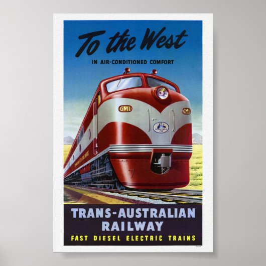 Naar West-Australië Spoorweg Reisposter Poster (Voorkant)