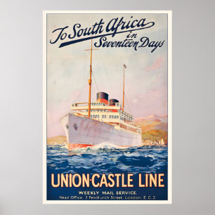 Naar Zuid-Afrika Union Castle Line Weekbladpost Poster