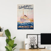 Naar Zuid-Afrika Union Castle Line Weekbladpost Poster (Thuiskantoor)