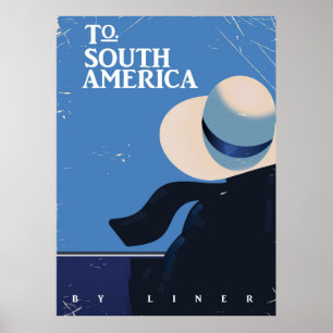 Naar Zuid-Amerika poster van het vintage-reizen