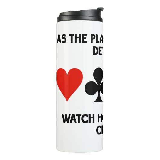 Naarmate het spel van de hand zich ontwikkelt, kij thermosbeker (Gedraaid links)