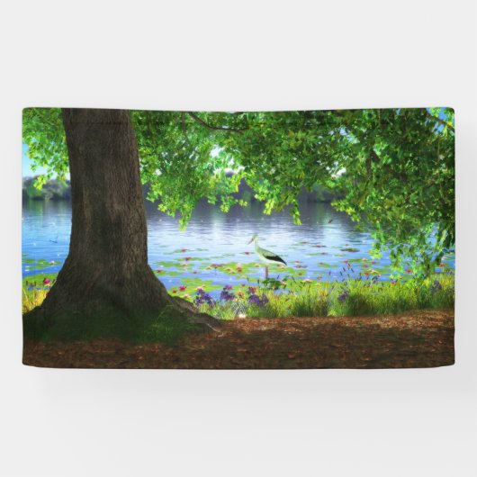 Naast de stilstaande waterbanner spandoek (Horizontaal)