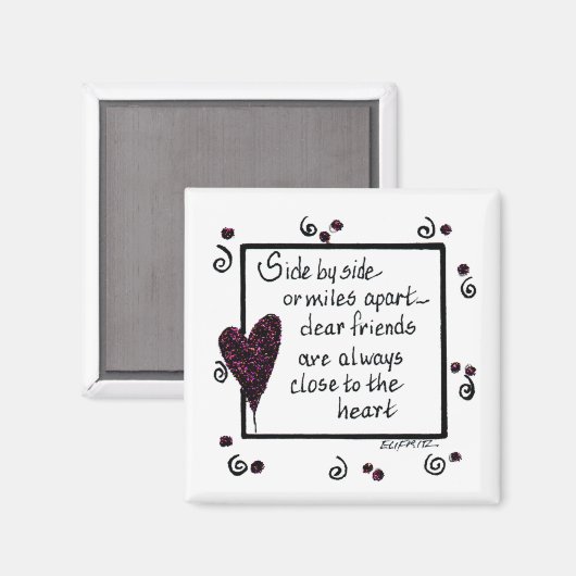 Naast elkaar, Friends Black en White text Magneet (Voorkant / Achterkant)