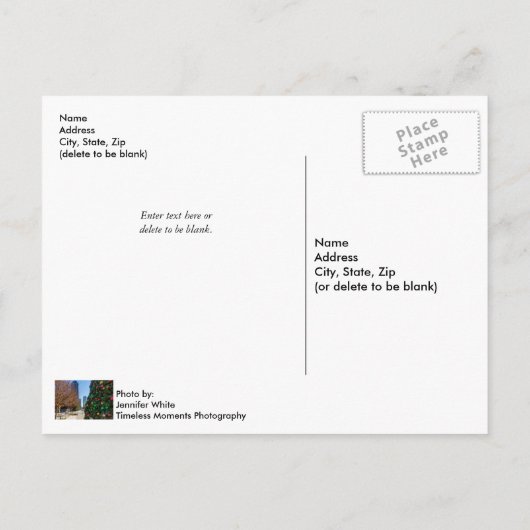 Naast het zwarte Briefkaart van de Dallas-kerstboo (Achterkant)