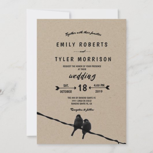 © naast U Robuuste Tortelduifjes Pijl Wedding Kaart (Voorkant)