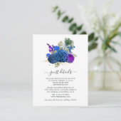 Nabestaandenblauw en gouden  Peacock-gast - Gegeve Informatiekaartje (Staand voorkant)