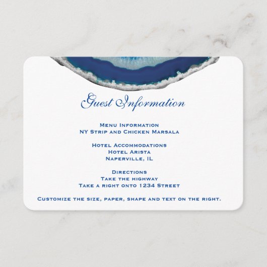 Nabestaandenkaart voor blauw huwelijk | Agate Informatiekaartje (Voorkant)