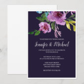 Nabestaandenuitvindingen van Navy Plum Wedding Kaart (Voorkant / Achterkant)