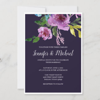 Nabestaandenuitvindingen van Navy Plum Wedding Kaart