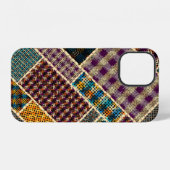 Nabootsing van Indiase patchworkpatroon met textuu iPhone Hoesje (Achterkant horizontaal)