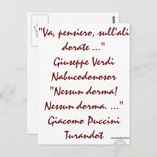 Nabucco en Turandot Briefkaart (Voorkant / Achterkant)