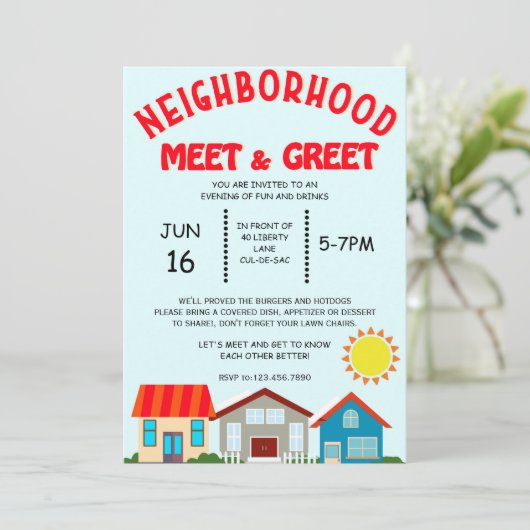 Nabuurschap ontmoeten & Groet Uitnodiging (Staand voorkant)