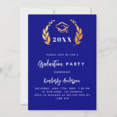 Naby blauw goud lauwerkrans 2025 Graduation Party Kaart (Voorkant)