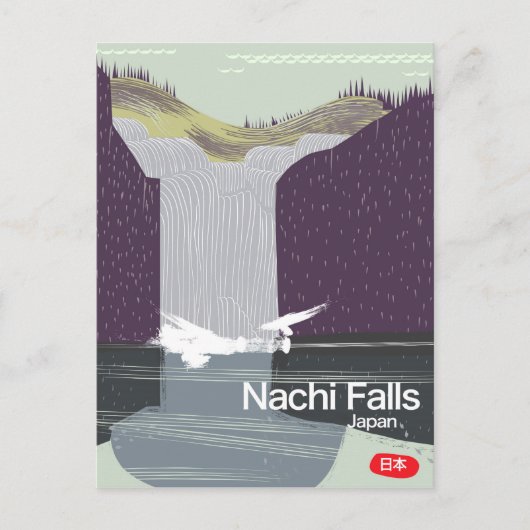 Nachi-waterval Japan vintage reisposter Briefkaart (Voorkant)