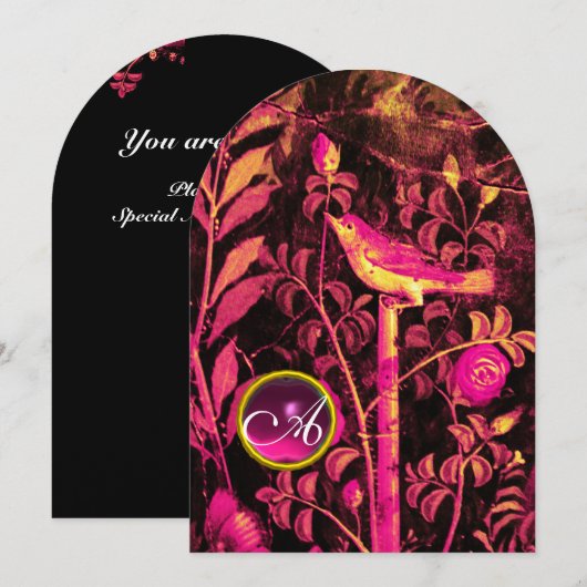 NACHJUIKER MET ROZEN MONOGRAM, Roze Zwart Geel Kaart (Voorkant / Achterkant)